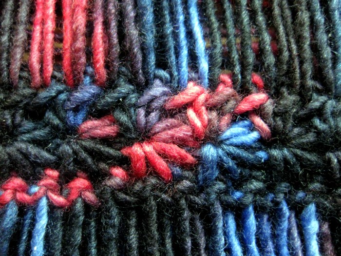 Close up of star stitch with trails