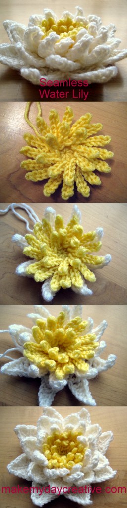 How to crochet a Water Lily in 1 piece - free pattern