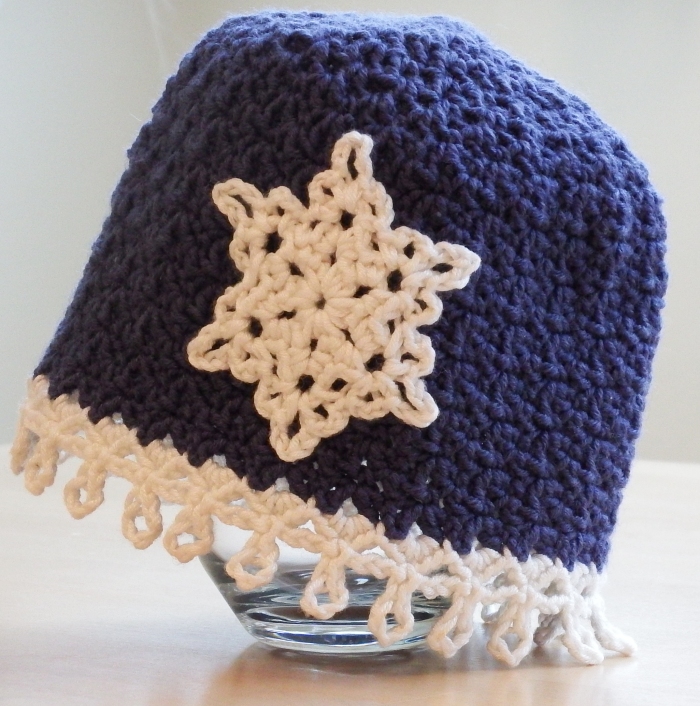 Icicles Baby Hat Free Crochet Pattern with snowflake