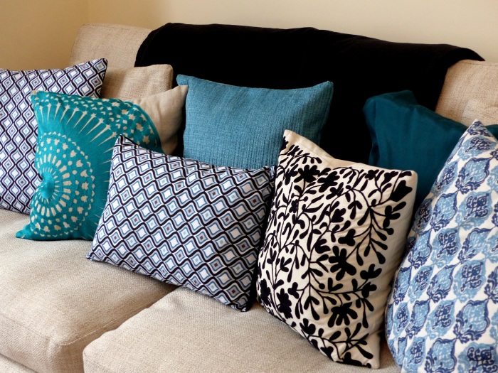 Mix up hand made and shop bought cushions