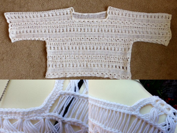 Adding the edgings to the sleeves and neckline - Indian Summer Lace Top