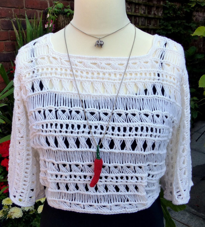 The block colour shows of the fancy stitchwork - Indian Summer Lace Top - free crochet pattern from Make My Day Creative