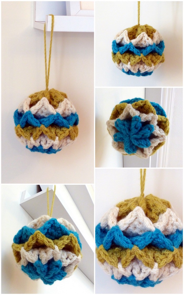 Simple Origami Baubles - free crochet pattern with video from Make My Day Creative
