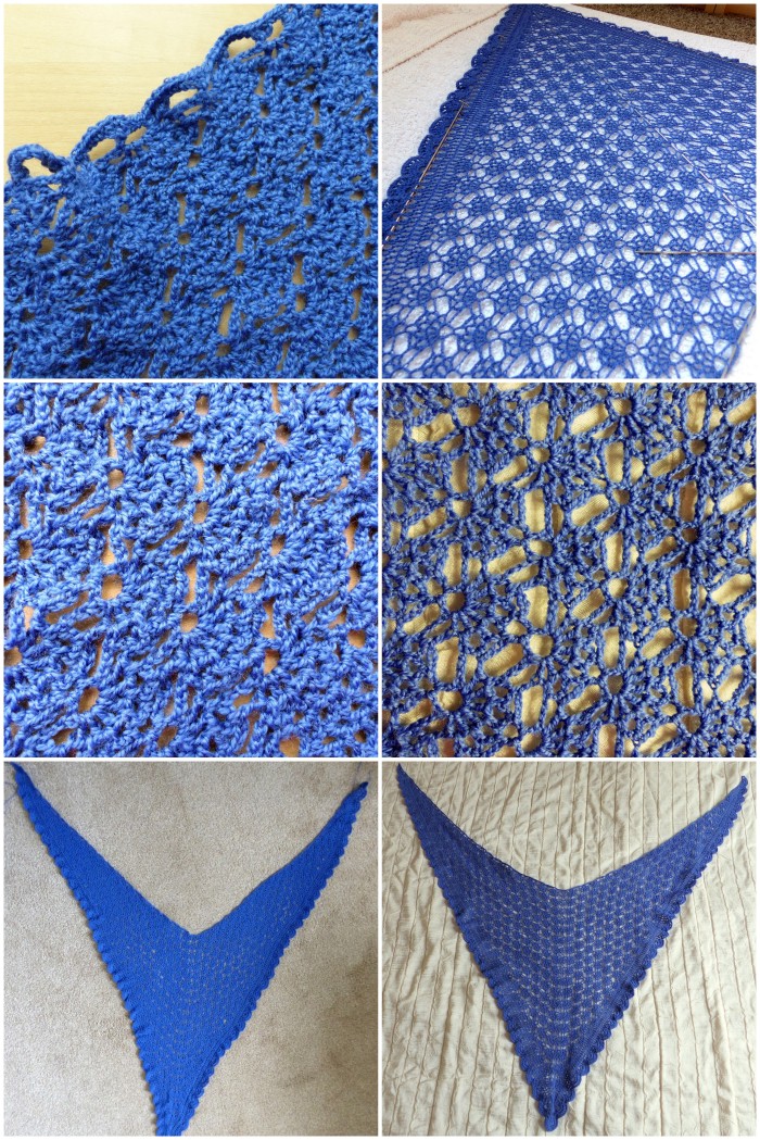 Mediterranean Lace Shawl - Left side is unblocked, Right side is blocked - Free Crochet Pattern from Make My Day Creative